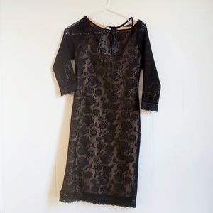 Black Lace VENUS Dress with Open Back